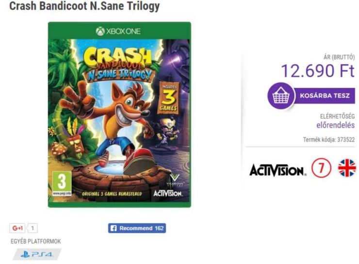 Crash Bandicoot N. Sane Trilogy, PC ve Xbox One için tekrar göründü