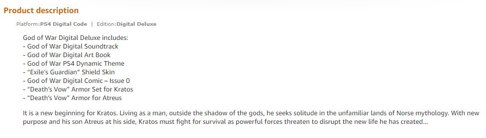 God of War: Digital Deluxe Edition yine Amazon tarafından listelendi
