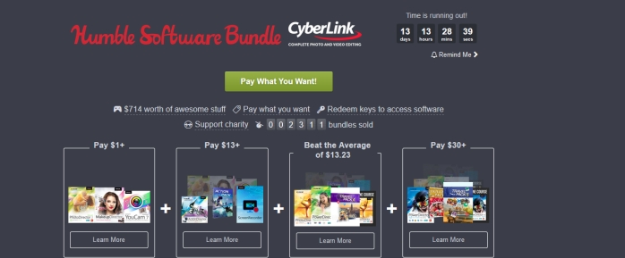 Humble Software Bundle: Cyberlink ile birçok önemli yazılım, uygun fiyatlara geliyor