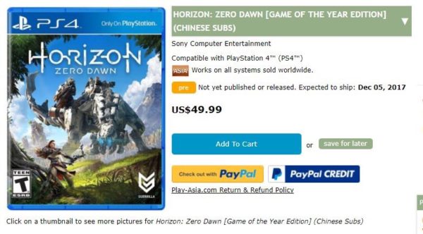 Horizon Zero Dawn Game of the Year sürümü yanlışlıkla sızdırıldı